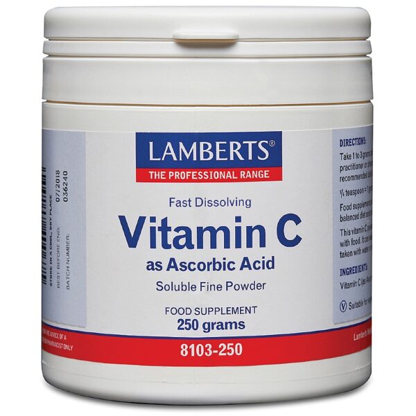 Lamberts Vitamin C Ascorbic Acid - Fill Size 250 Grams Powder