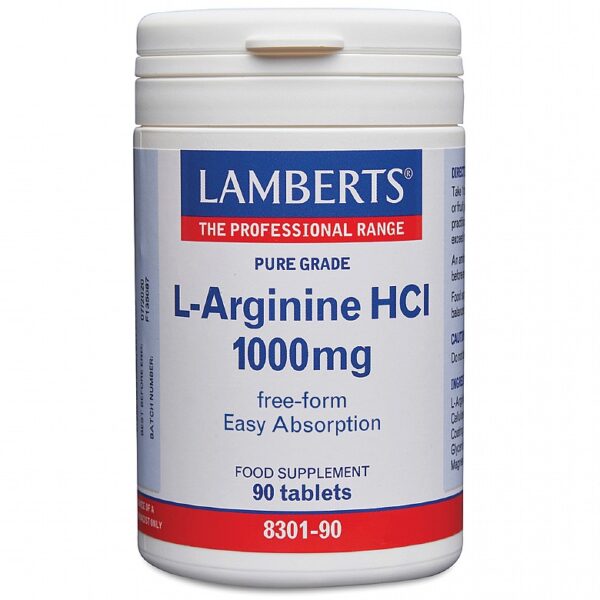 Lamberts L-Arginine HCl 1000mg - Fill Size 90 Tablets