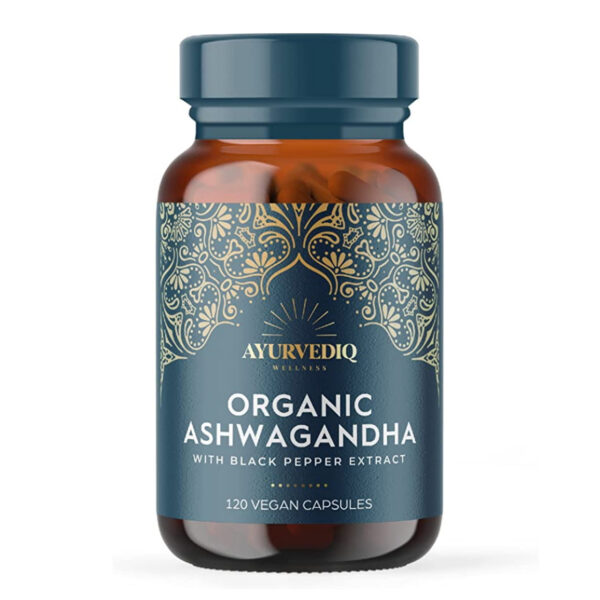 Ayurvediq Wellness Organic Ashwagandha With Black Pepper Extract 120 Capsules