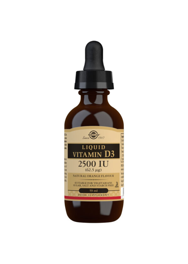 Solgar Liquid Vitamin D3 2500 IU (62.5 mg) - Natural Oramge Flavour - 59ml