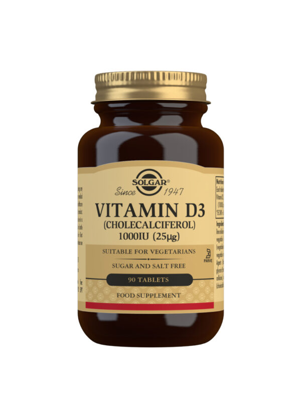 Solgar Vitamin D3 (Cholecalciferol) 1000 IU (25 mg) Tablets - Pack of 100