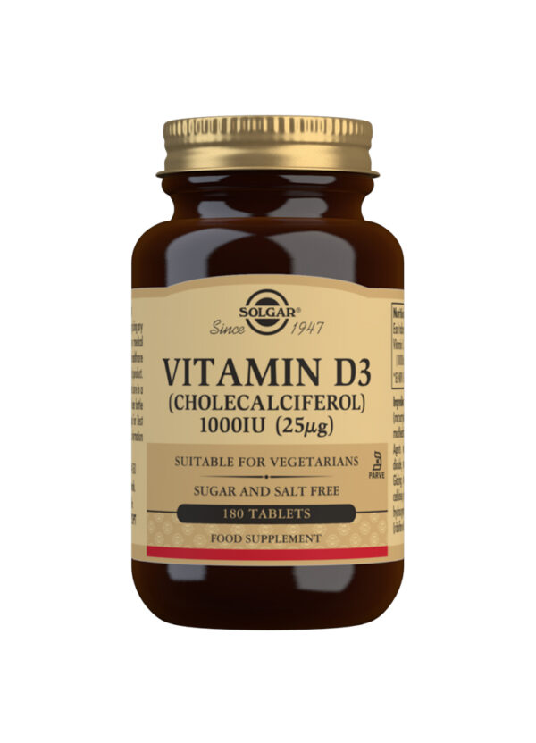 Solgar Vitamin D3 (Cholecalciferol) 1000 IU (25 mg) Tablets - Pack of 180