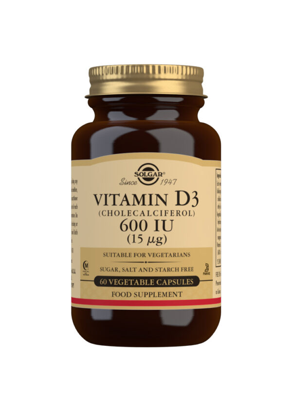 Solgar Vitamin D3 (Cholecalciferol) 600 IU (15 mg) Vegetable Capsules - Pack of 60
