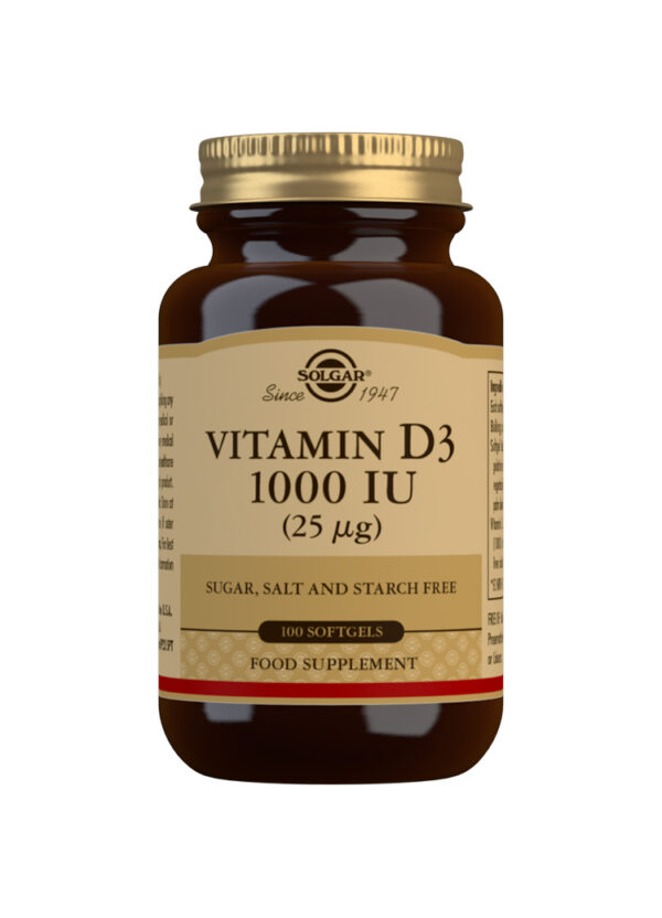 Solgar Vitamin D3 1000 IU (25 mg) Softgels - Pack of 100