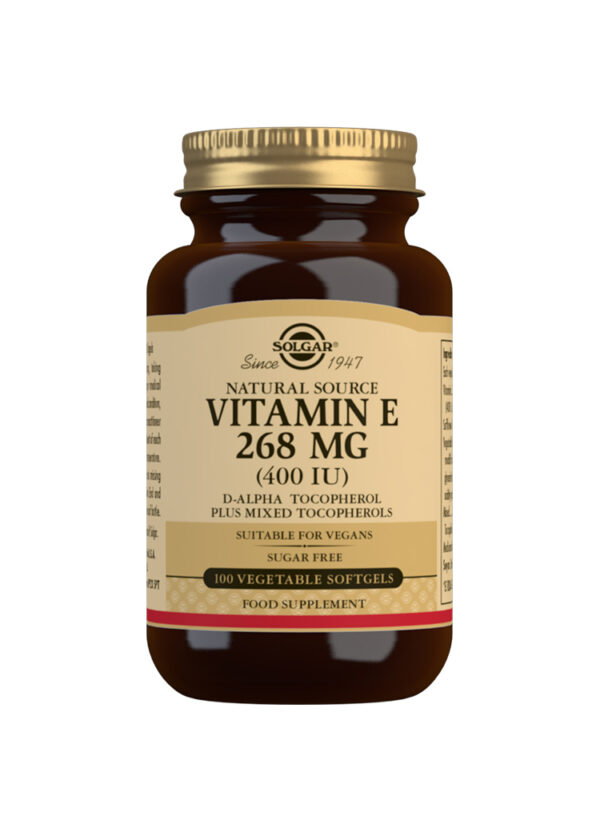 Solgar Natural Source Vitamin E 268 mg (400 IU) Vegetable Softgels - Pack of 100