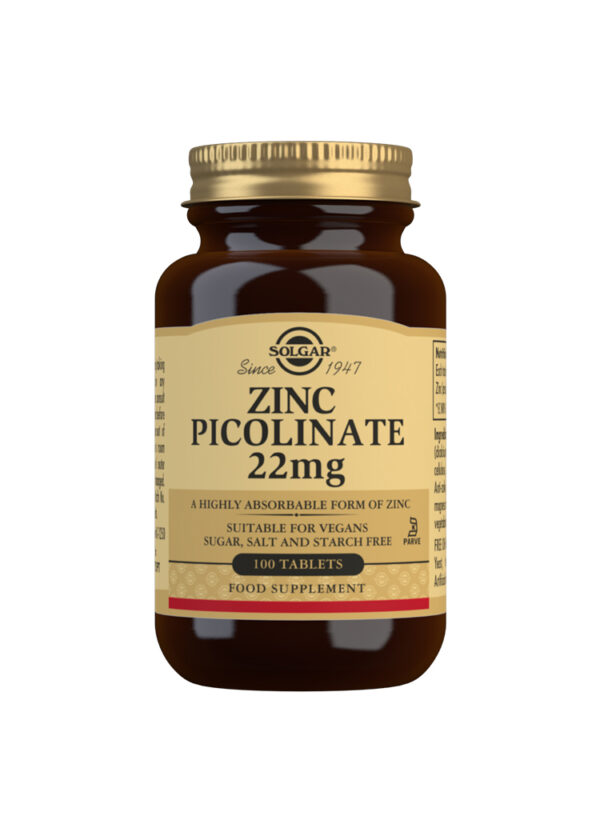 Solgar Zinc Picolinate 22 mg Tablets - Pack of 100