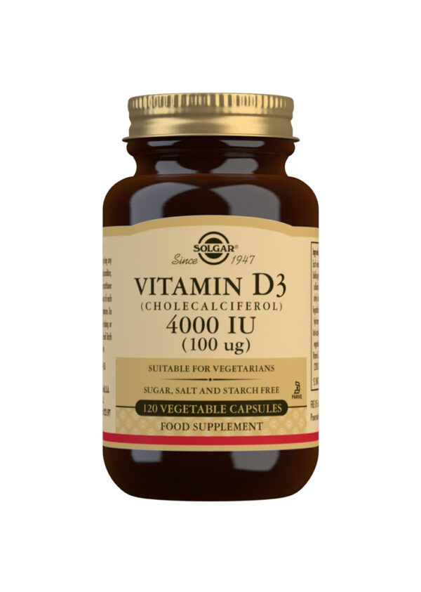 Solgar Vitamin D3 (Cholecalciferol) 4000 IU (100 mg) Vegetable Capsules - Pack of 120