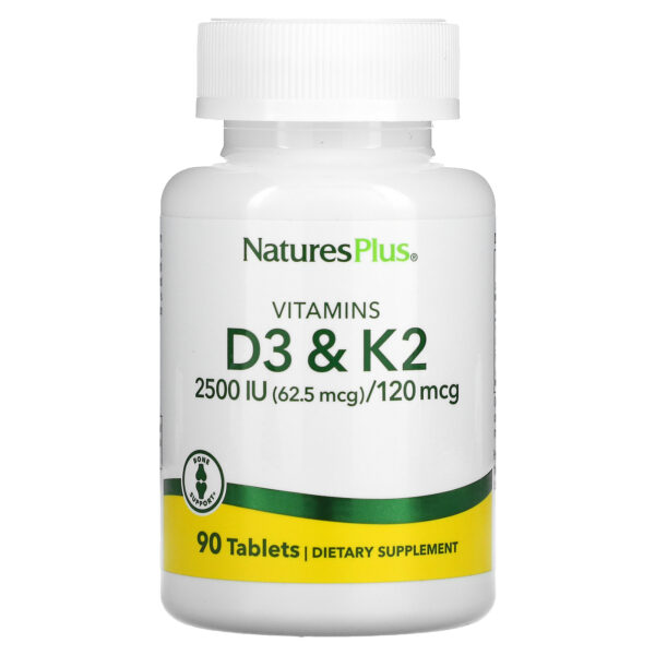 NaturesPlus Vit D3 1000 IU K2 100 MCG 90's Caps